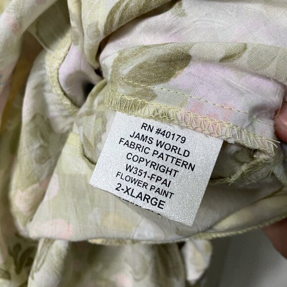 Vintge Jams World Maxi Dress Womens XXL Painted Flowers Rayon Resort Beach - Picture 5 of 12